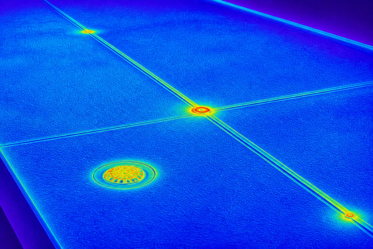 Symbolic thermography of a cooler surface after Bitum application